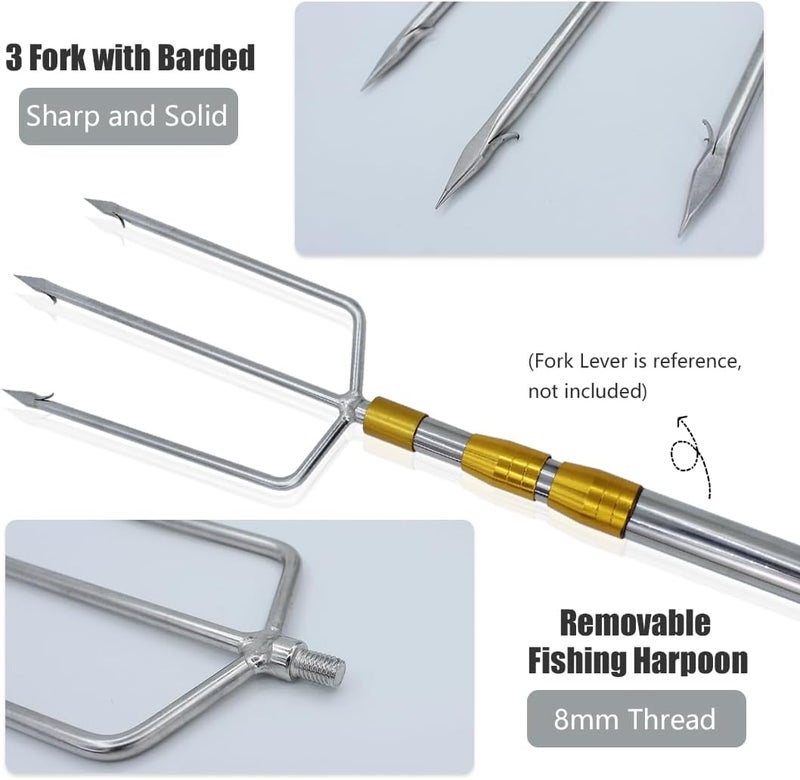 Dutiplus Large Fishing Harpoon 1~11 Prong Barded Stainless Steel Hunting Fish Gig Gaff Fork Hook with 8mm Screw for Catching Big Fish Mole Big Bullfrog - Image 3